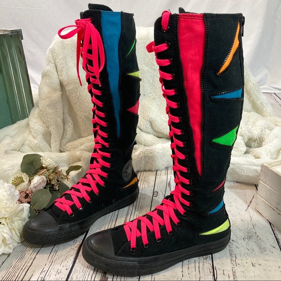 rainbow knee high converse